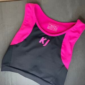 Kangoo Jumps Crop Top Athletic Size 2 Logo Hot Pink Black